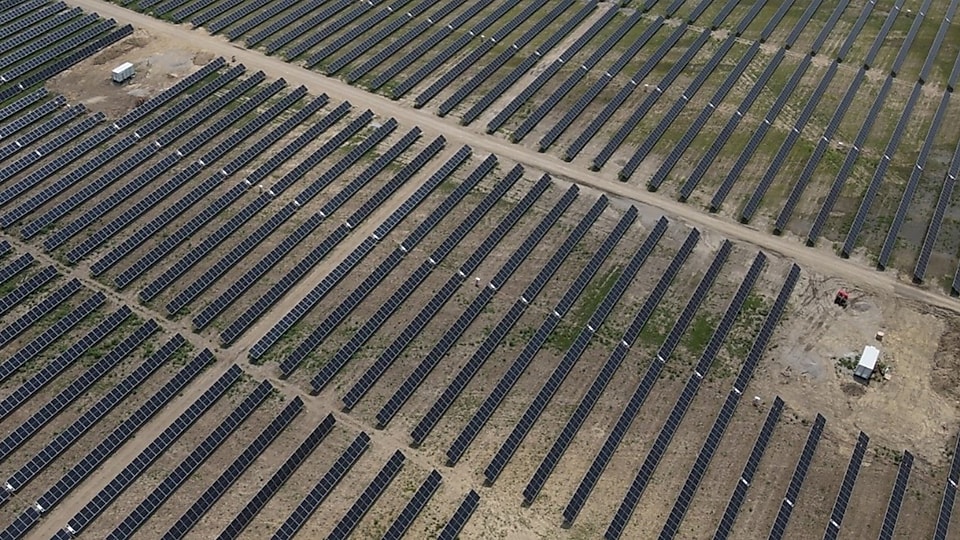Overhead view of Madison Fields solar project.